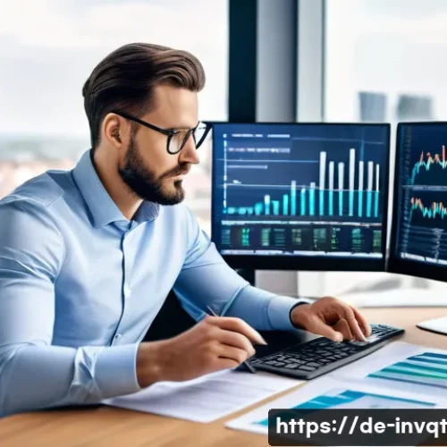 Home 27 투자 성향별 세금 전략 - A professional German investor sitting at a modern desk in a bright office, analyzing financial char...